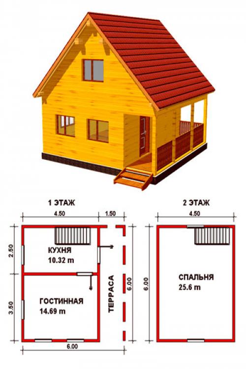 Проект дачного дома 6 н.  Простейший проект