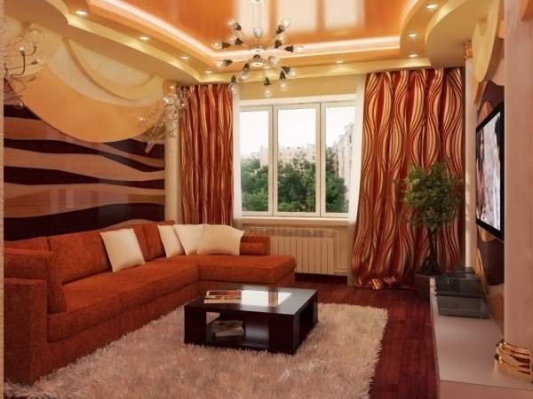 Дизайн зала в квартире - красивая гостиная спальня на фото