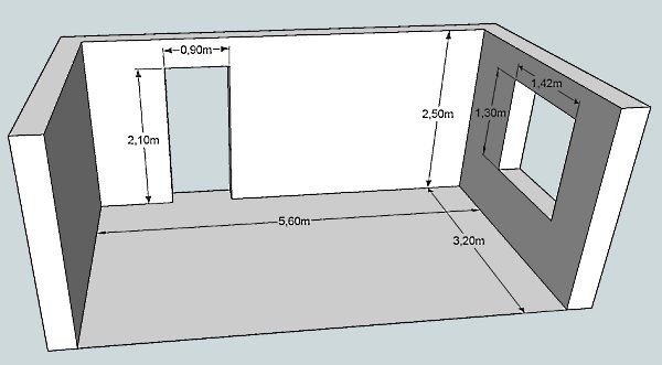 Размеры комнаты для измерения площади стен
