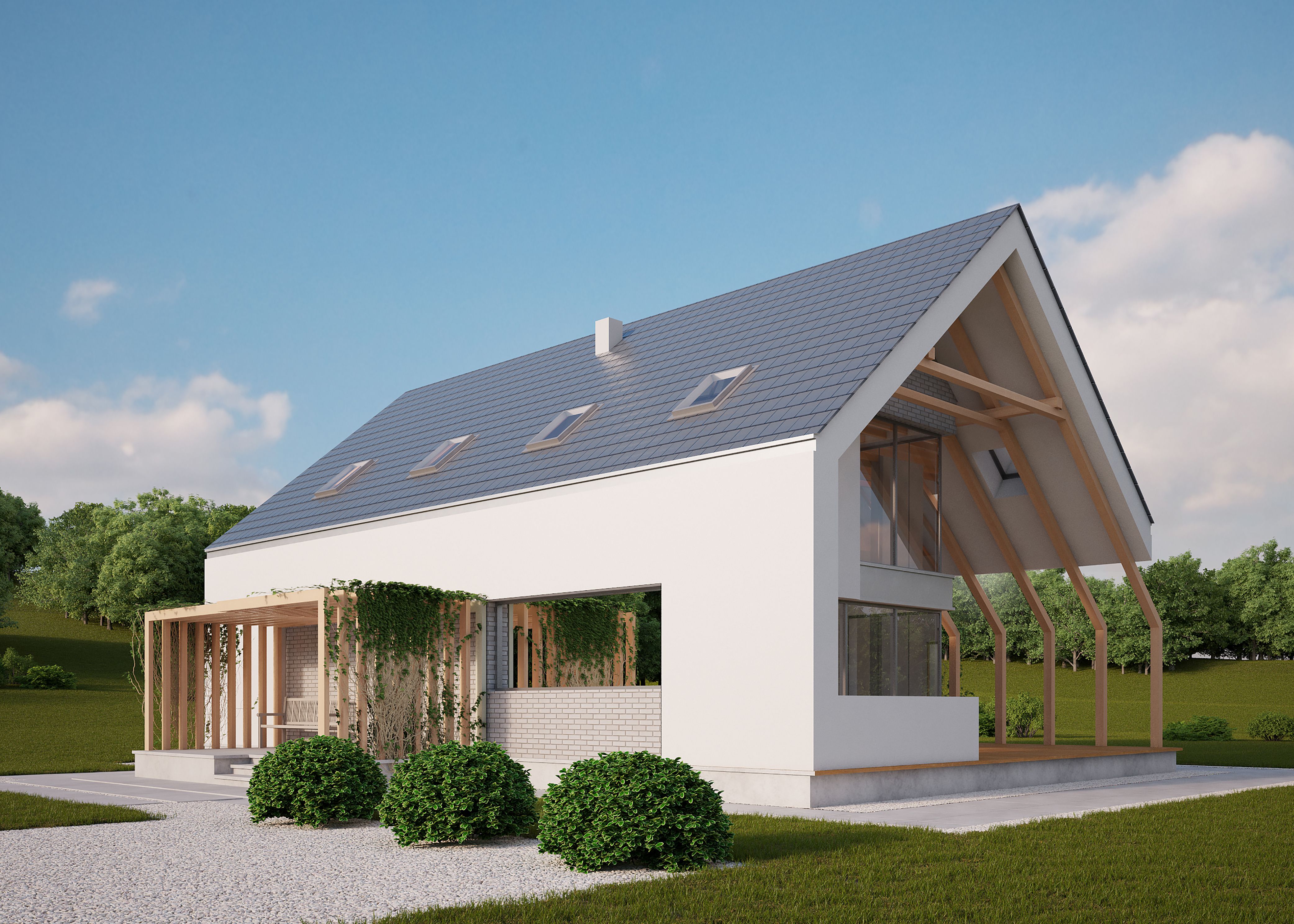 Дом с двускатной крышей фото: Проекты одноэтажных домов с двухскатной .