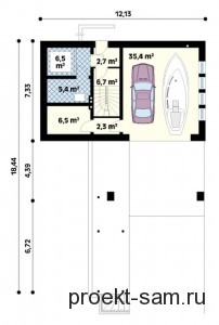 планировка одноэтажного дома с мансардой и гаражом