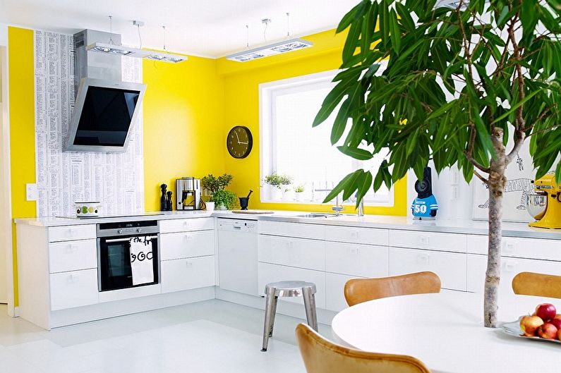 Желтые обои для кухни - Цвет обоев для кухни