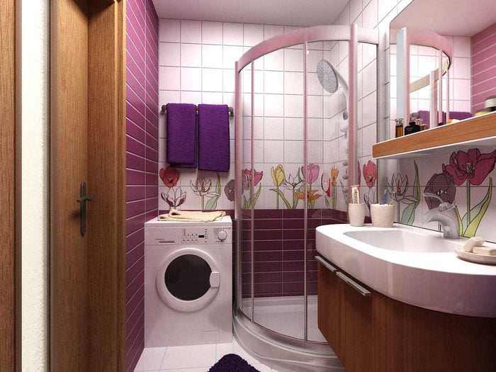 идея необычного интерьера ванной комнаты 3 кв.м